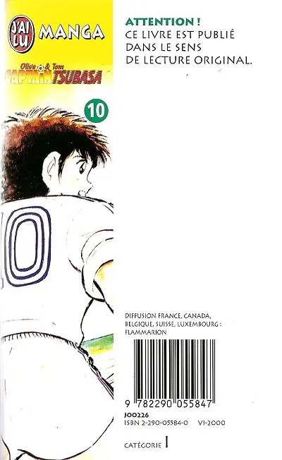 Verso de l'album Captain Tsubasa Tome 10 Une contre-attaque flamboyante !!