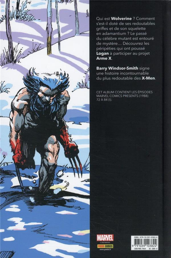 Verso de l'album Wolverine - Arme X L'arme X
