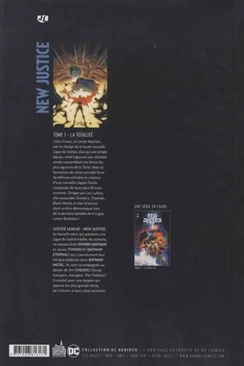Verso de l'album Justice League : New Justice Tome 1 La Totalité