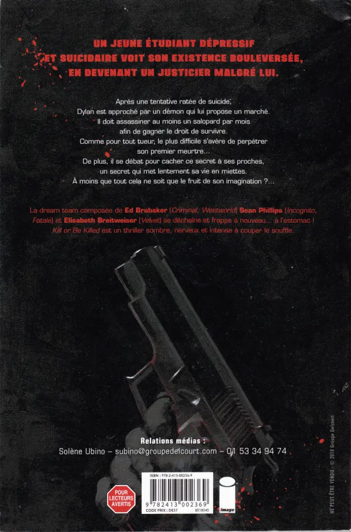 Verso de l'album Kill or Be Killed Tome 1