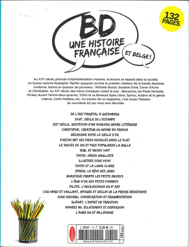 Verso de l'album BD Une histoire française et belge !