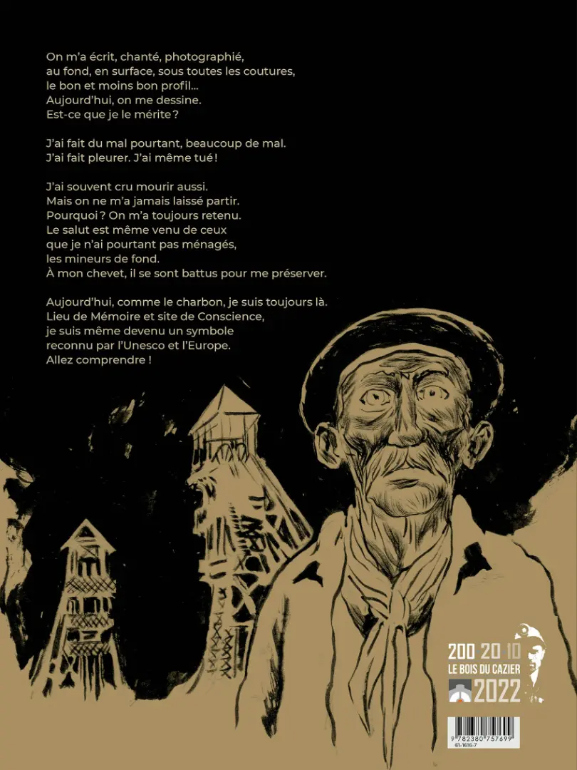 Verso de l'album Pays noir 1 Bois du Cazier, mémoires d'un charbonnage
