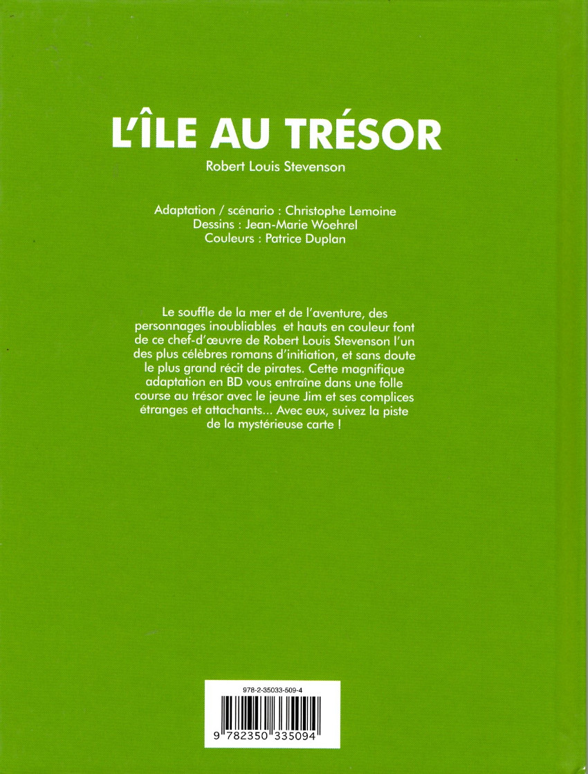 Verso de l'album Les Grands Classiques en bande dessinée L'île au trésor