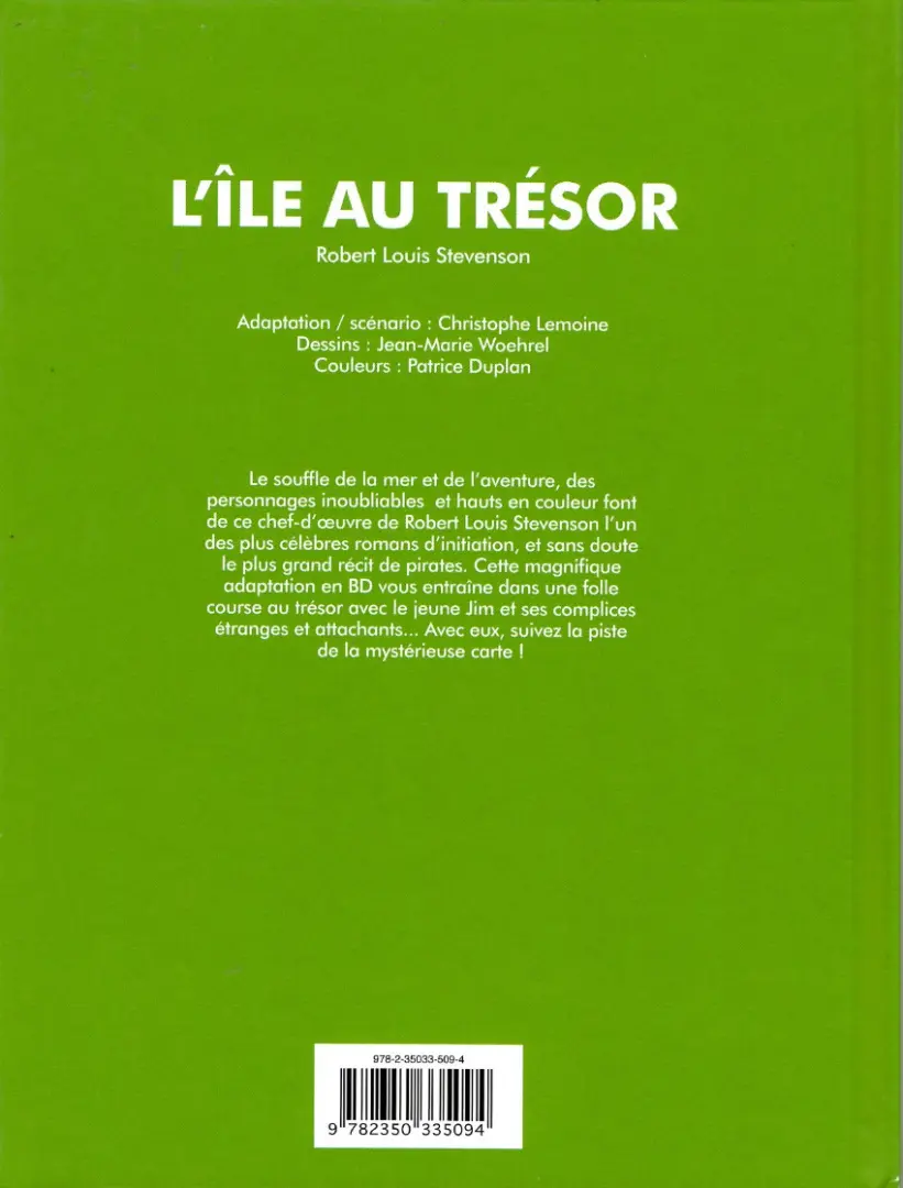 Verso de l'album Les Grands Classiques en bande dessinée L'île au trésor