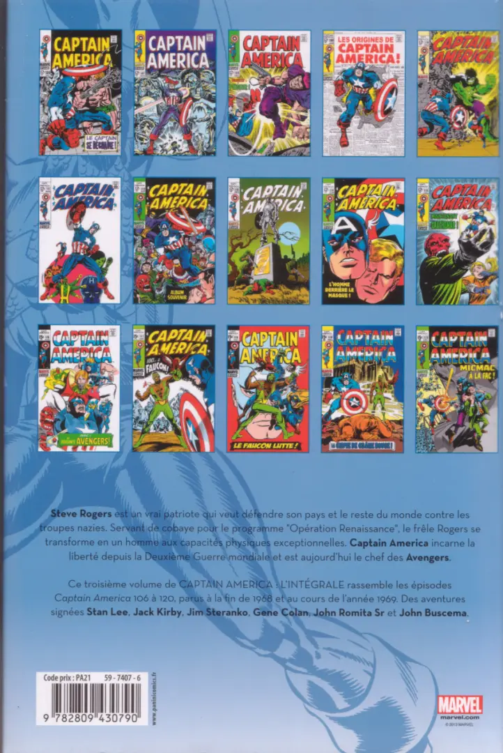 Verso de l'album Captain America - L'intégrale Tome 3 1968-1969