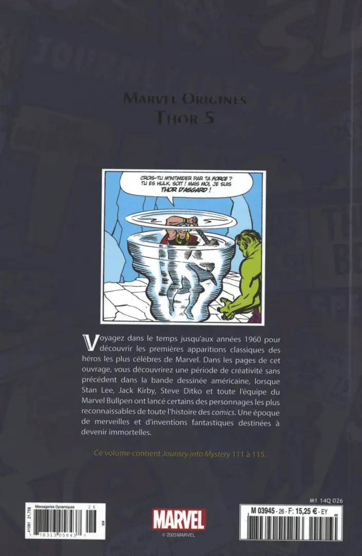 Verso de l'album Marvel Origines N° 26 Thor 5
