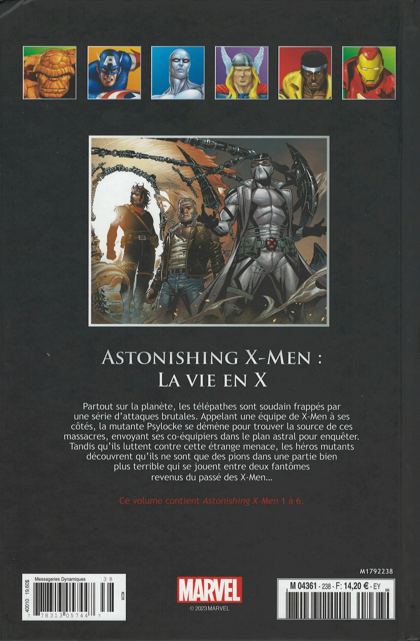 Verso de l'album Marvel Comics - La collection de référence Tome 238 Astonishing X-Man - La vie en X