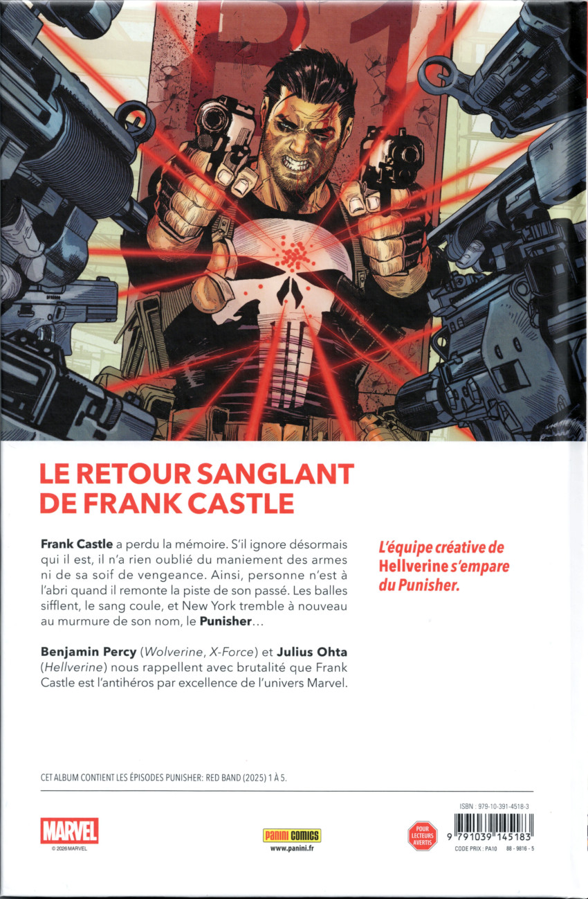 Verso de l'album The punisher Red Band 1 Hémorragie cérébrale