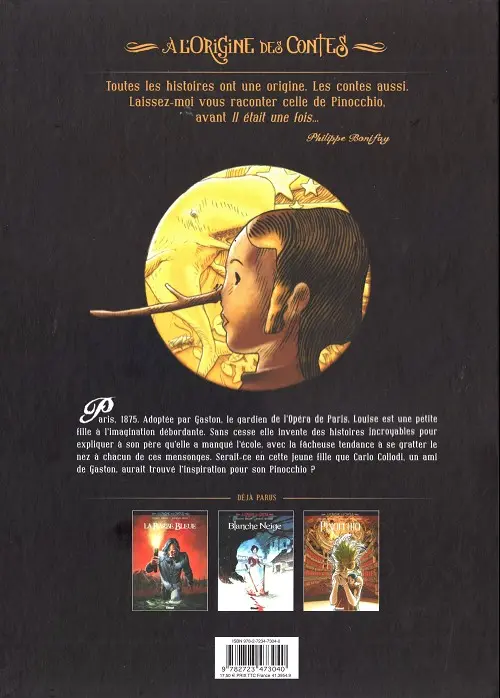 Verso de l'album À l'origine des contes Tome 3 Pinocchio