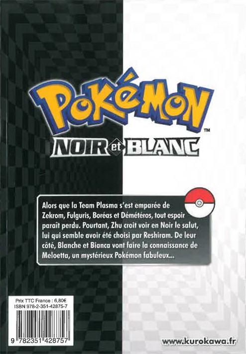 Verso de l'album Pokémon : Noir et Blanc Tome 6