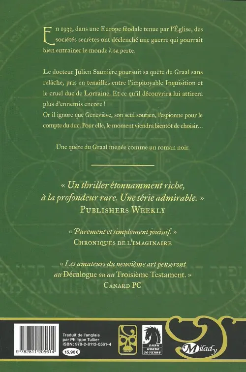 Verso de l'album Rex Mundi Tome 4 La Couronne et l'Épée