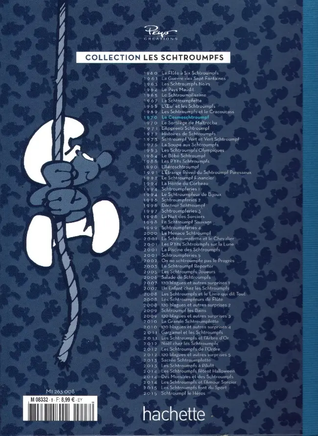 Verso de l'album Les Schtroumpfs La collection Tome 8 Le cosmoschtroumpf