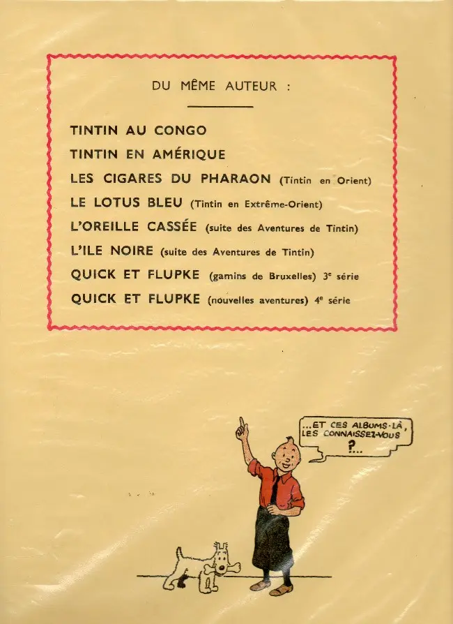 Verso de l'album Tintin Tome 8 Le sceptre d'Ottokar