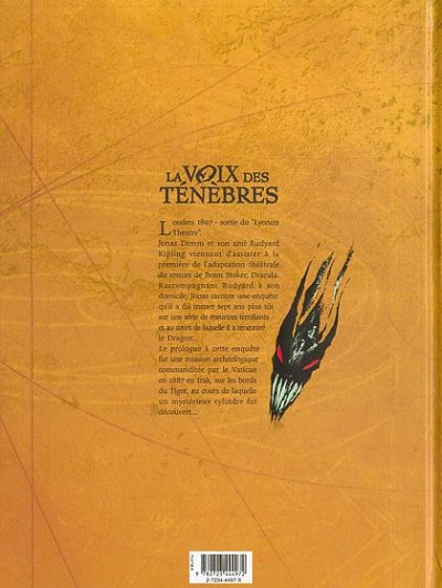 Verso de l'album La Voix des ténèbres Tome 1 Le Cylindre