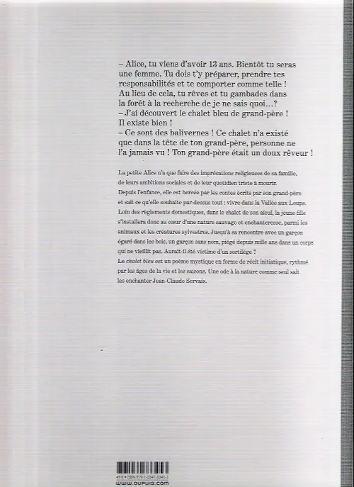 Verso de l'album Le Chalet bleu