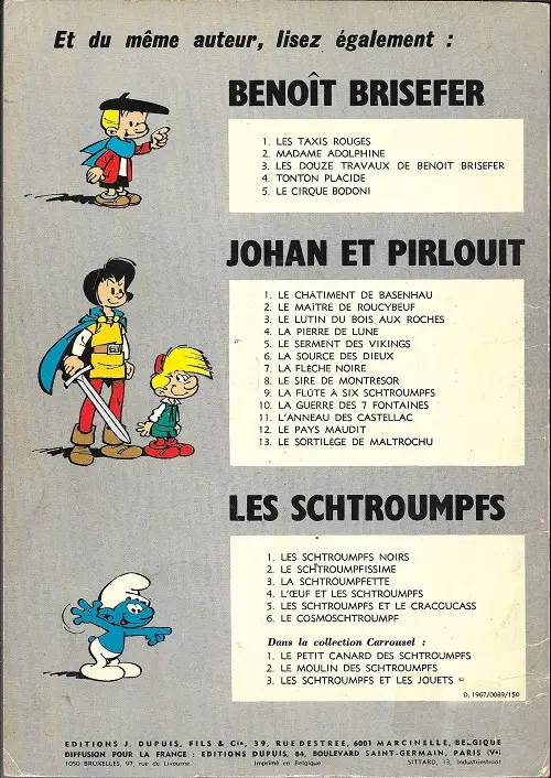 Verso de l'album Johan et Pirlouit Tome 6 La source des dieux