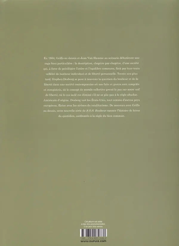 Verso de l'album S.O.S. Bonheur Saison 2 Volume 1