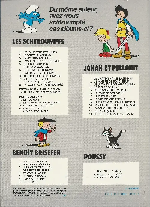 Verso de l'album Les Schtroumpfs Tome 6 Le cosmoschtroumpf