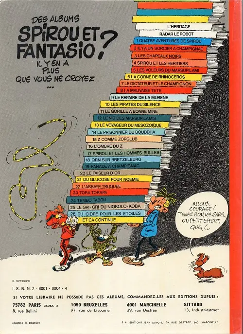 Verso de l'album Spirou et Fantasio Tome 2 Il y a un sorcier à Champignac