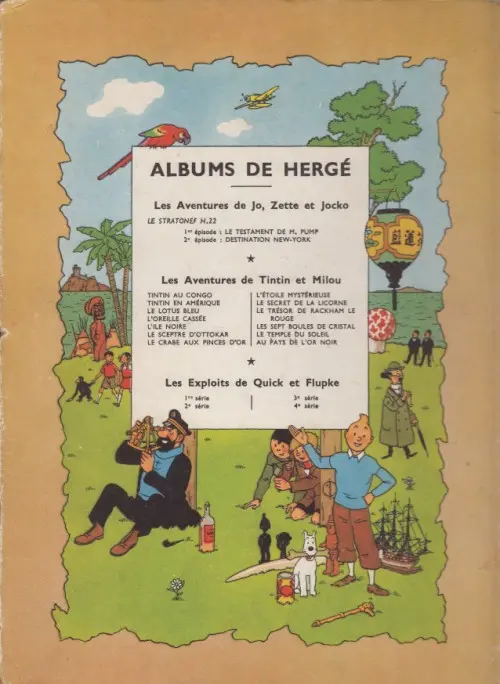 Verso de l'album Tintin Tome 2 Tintin au Congo