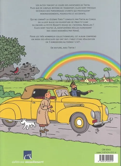 Verso de l'album Tintin - Hergé - Les Autos