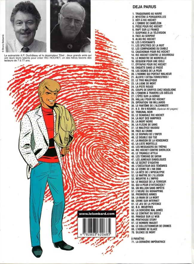 Verso de l'album Ric Hochet Tome 70 Silence de mort