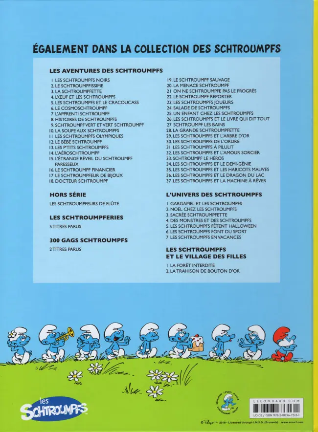 Verso de l'album Les Schtroumpfs Tome 37 Les Schtroumpfs et la machine à rêver