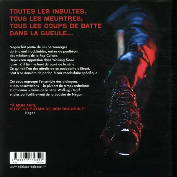 Verso de l'album Walking Dead Negan dans le texte