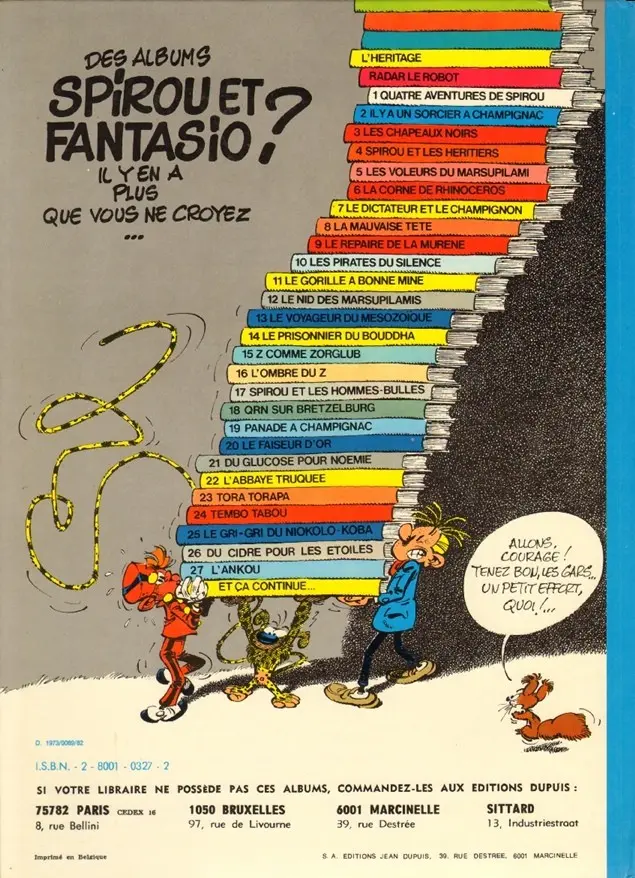 Verso de l'album Spirou et Fantasio Tome 23 Tora Torapa