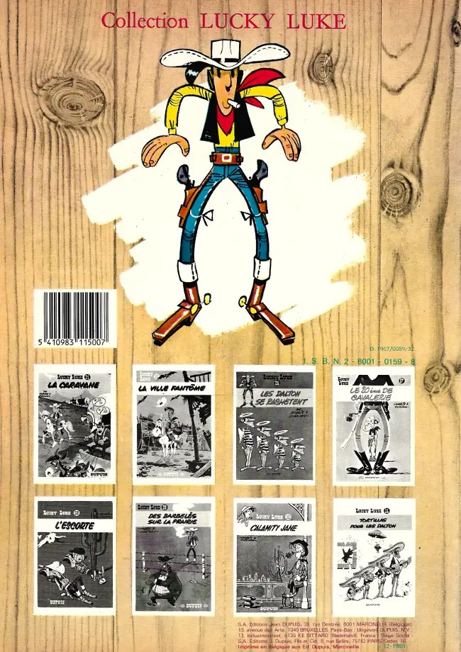 Verso de l'album Lucky Luke Tome 20 Billy the Kid