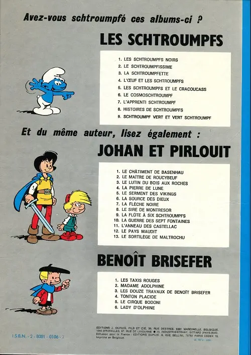 Verso de l'album Johan et Pirlouit Tome 12 Le pays maudit