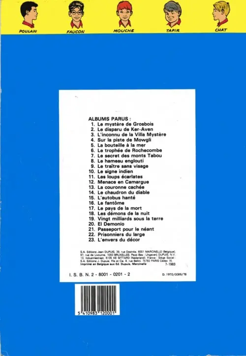 Verso de l'album La Patrouille des Castors Tome 11 Les loups écarlates