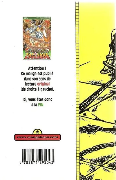 Verso de l'album Saint Seiya - Les Chevaliers du Zodiaque 23 L'Autre Monde, la porte du désespoir