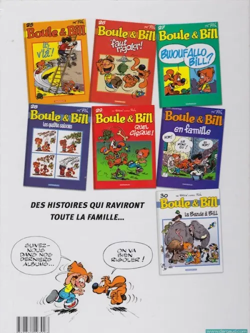 Verso de l'album Boule & Bill Tome 27 Bwouf Allo Bill ?