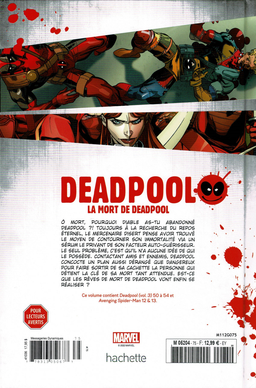 Verso de l'album Deadpool - La collection qui tue Tome 75 La mort de Deadpool