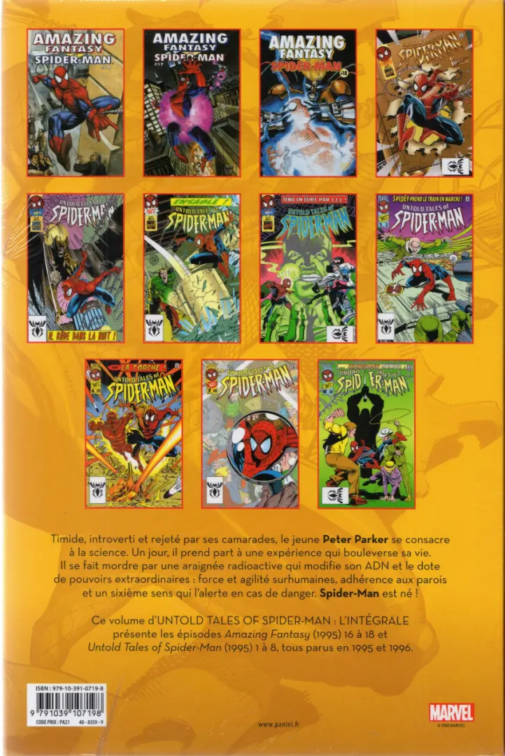 Verso de l'album Untold Tales of Spider-Man - L'intégrale Tome 1 1995-1996