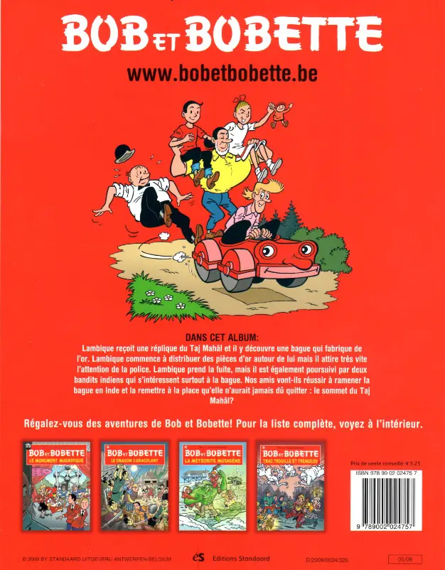 Verso de l'album Bob et Bobette Tome 104 Le tombeau Hindou