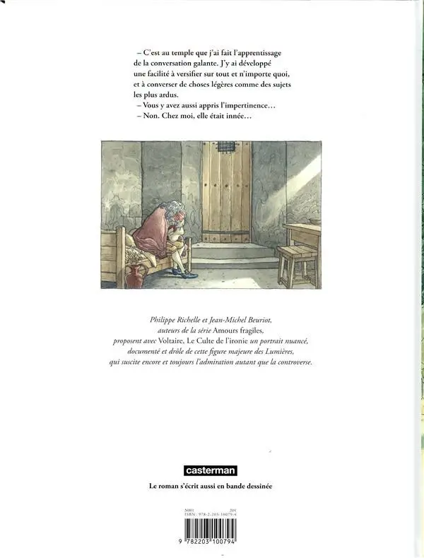Verso de l'album Voltaire - Le culte de l'ironie