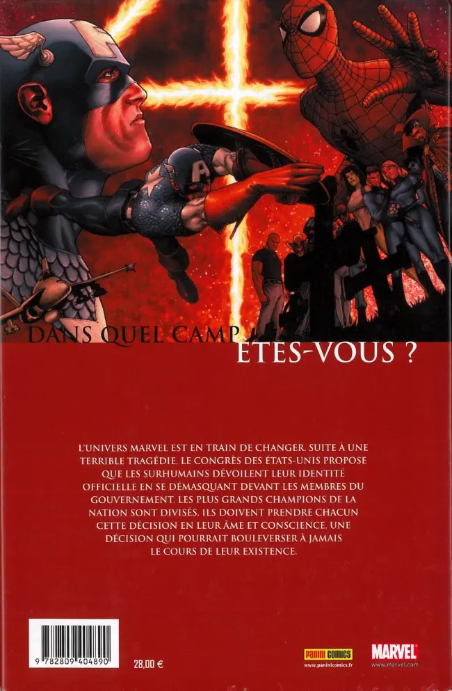 Verso de l'album Civil War Tome 1 Guerre civile