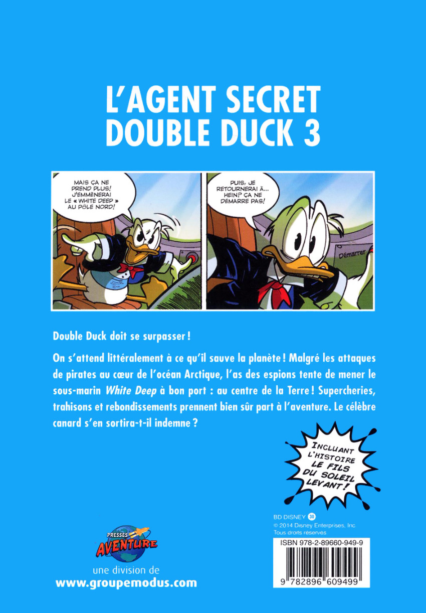 Verso de l'album BD Disney Tome 30 Donald - L'Agent secret Double Duck 3