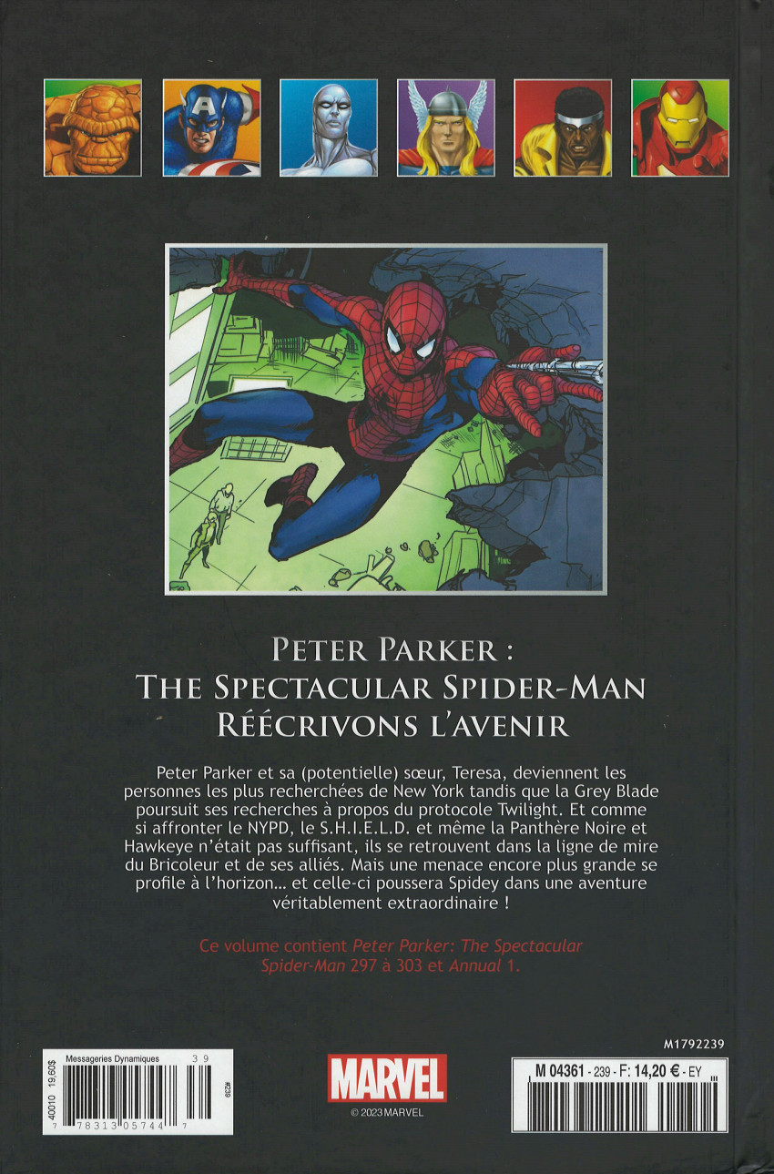 Verso de l'album Marvel Comics - La collection de référence Tome 239 Peter Parker : Yhe Spectacular Spider-Man - Réecrivons l'avenir
