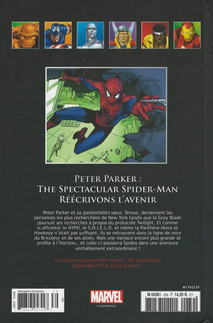 Verso de l'album Marvel Comics - La collection de référence Tome 239 Peter Parker : Yhe Spectacular Spider-Man - Réecrivons l'avenir