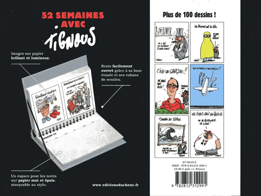 Verso de l'album Tignous. Calendrier perpétuel 52 semaines