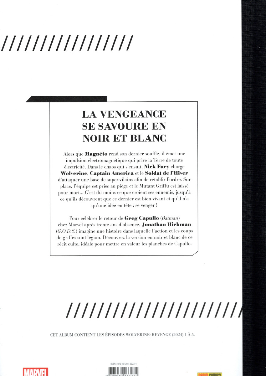 Verso de l'album Wolverine : Vengeance