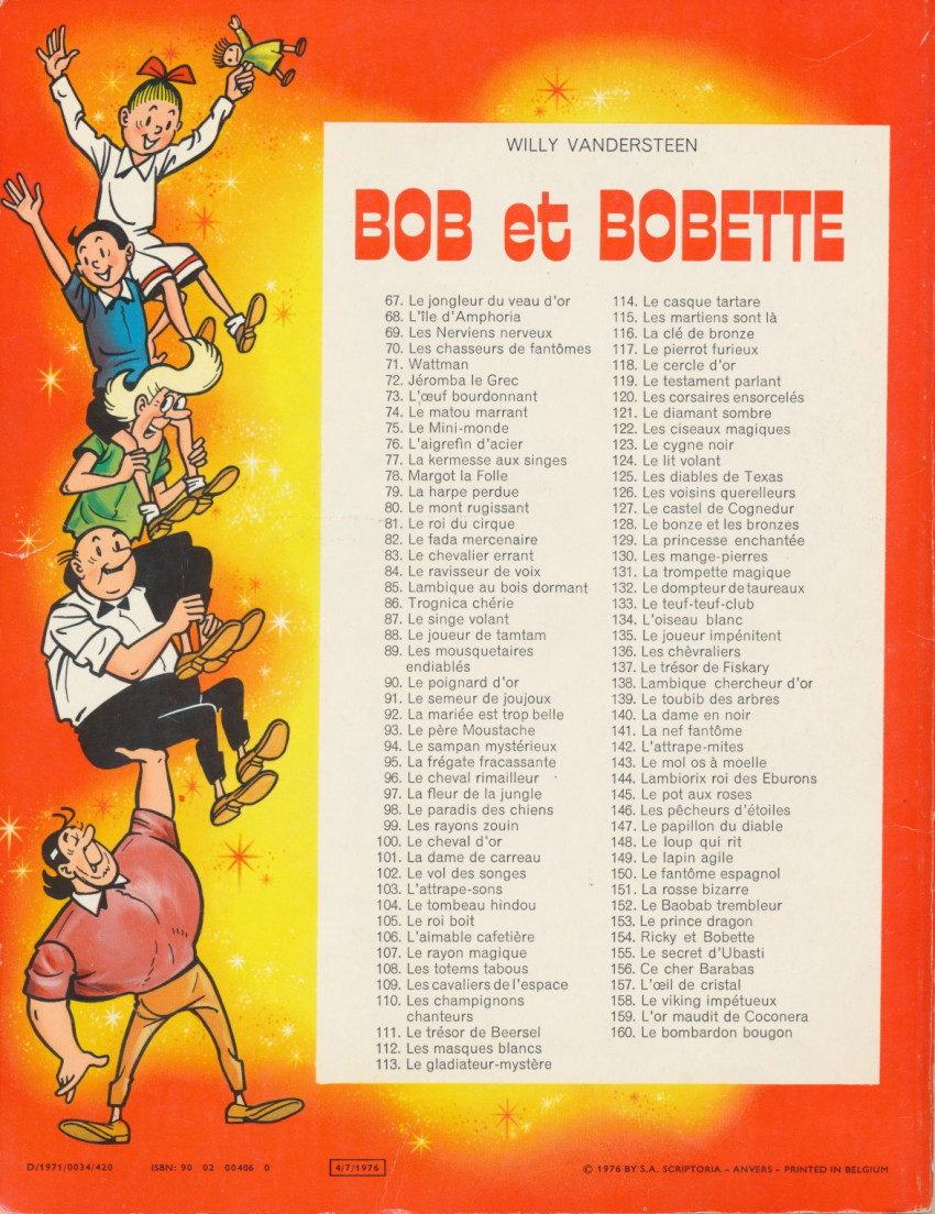 Verso de l'album Bob et Bobette Tome 94 Le Sampan Mystérieux