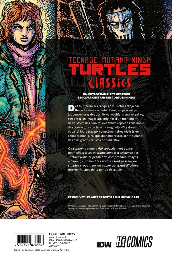 Verso de l'album Teenage Mutant Ninja Turtles Classics Tome 7 Quarante ans d'illustrations