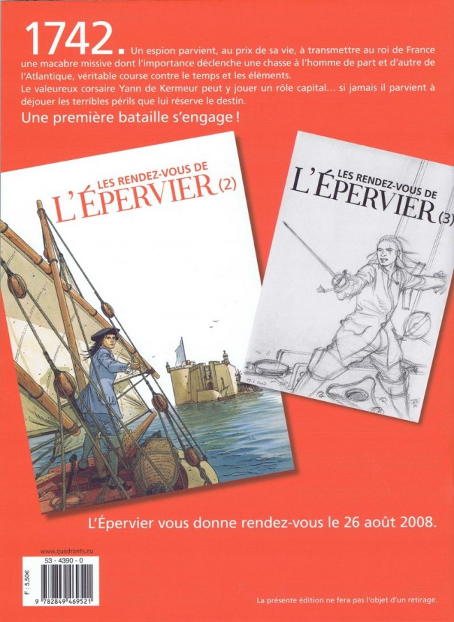Verso de l'album Les rendez-vous de l'Épervier (1)