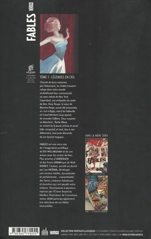 Verso de l'album Fables Tome 1 Légendes en exil