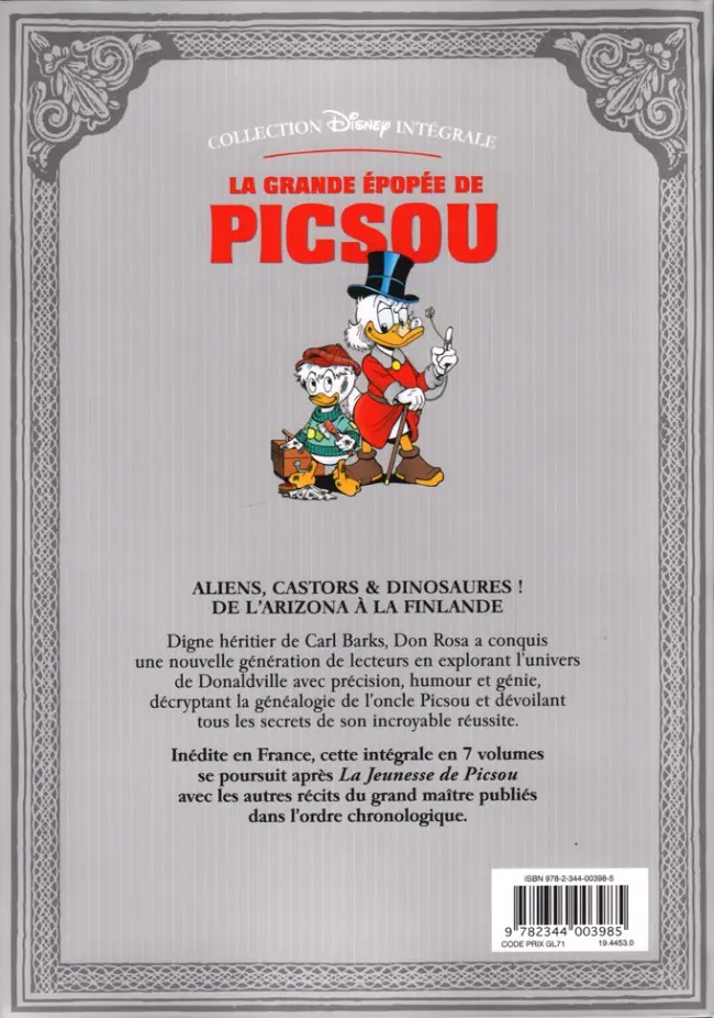 Verso de l'album La Grande Épopée de Picsou Tome VI La Vallée interdite et autres histoires