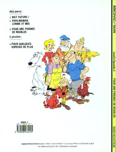 Verso de l'album Léonid et Spoutnika Tome 3 Pour une poignée de roubles
